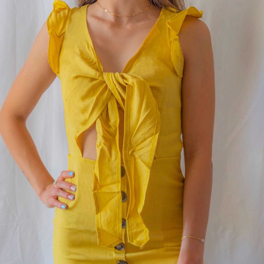 Ruffle Sleeve Button-Bottom Dress in DAISY